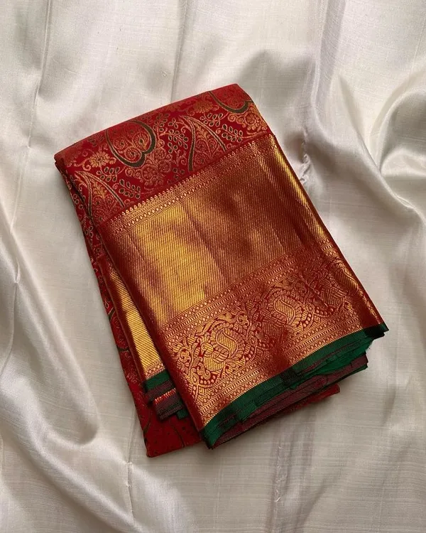 Banarasi_Soft_Silk_RED-GREEN_Premium-Fancy_Saree_With_Blouse_For_Women