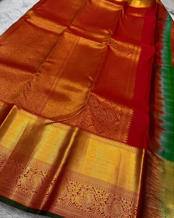 Banarasi_Soft_Silk_RED-GREEN_Premium-Fancy_Saree_With_Blouse_For_Women