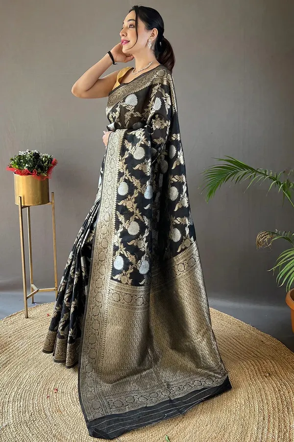 Banarasi_Soft_Silk_BLACK_Premium-Fancy_Saree_With_Blouse_For_Women