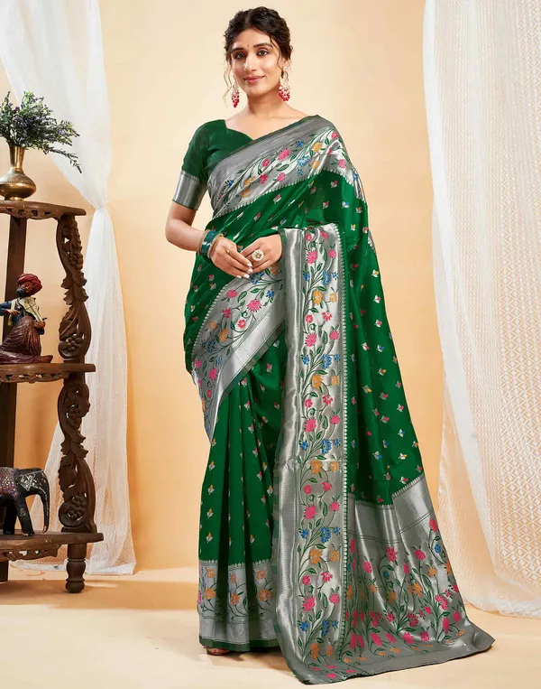 Banarasi_Soft_Silk_Green_Premium-Fancy_Saree_With_Blouse_For_Women