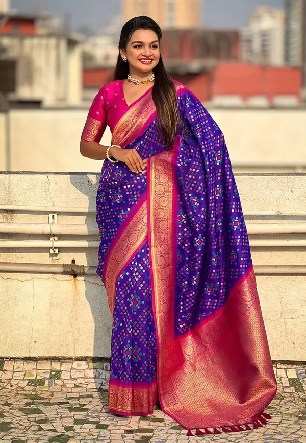 Banarasi_Soft_Silk_NAVY-BLUE-RAMA_Premium-Fancy_Saree_With_Blouse_For_Women