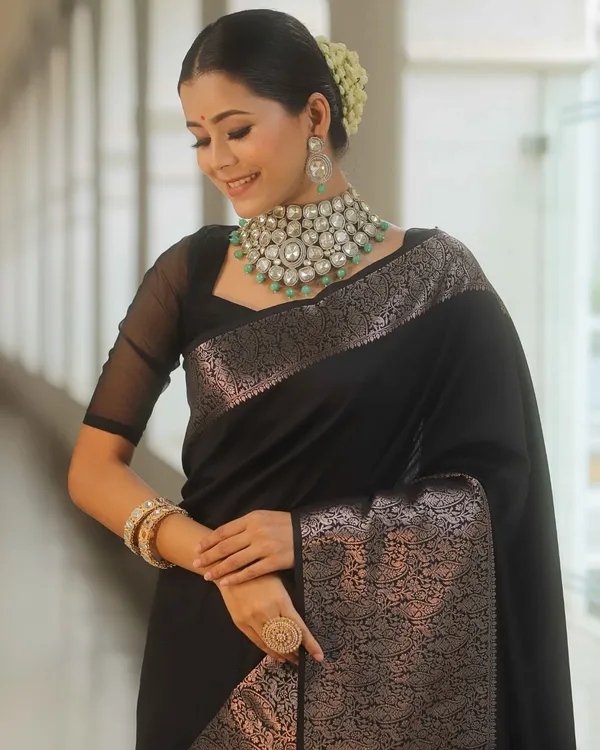 Banarasi_Soft_Silk_BLACK_Premium-Fancy_Saree_With_Blouse_For_Women