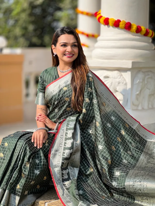 Banarasi_Soft_Silk_GREEN_Premium-Fancy_Saree_With_Blouse_For_Women