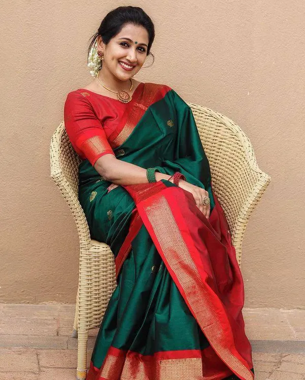 Banarasi_Soft_Silk_GREEN-RED_Premium-Fancy_Saree_With_Blouse_For_Women