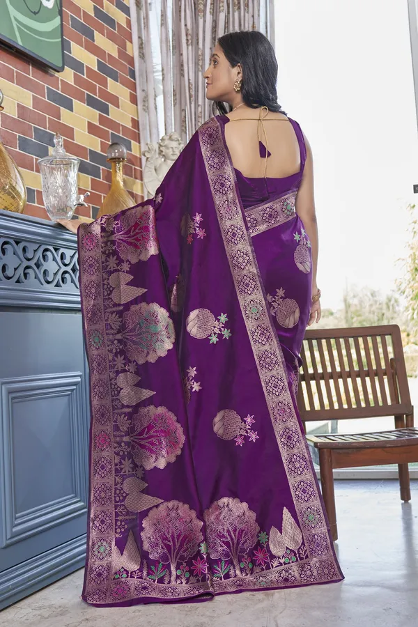 Banarasi_Soft_Silk_WINE_Premium-Fancy_Saree_With_Blouse_For_Women