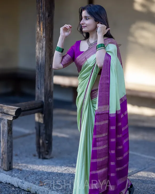 Banarasi_Soft_Silk_PISTA-WINE_Premium-Fancy_Saree_With_Blouse_For_Women