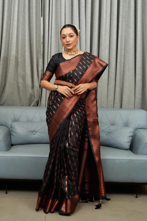 Banarasi_Soft_Silk_BLACK_Premium-Fancy_Saree_With_Blouse_For_Women