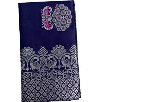 Pure_Soft_Litchi_Silk_BLUE_Premium-Fancy_Saree_With_Blouse_For_Women