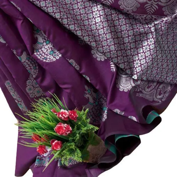 Pure_Soft_Litchi_Silk_WINE_Premium-Fancy_Saree_With_Blouse_For_Women