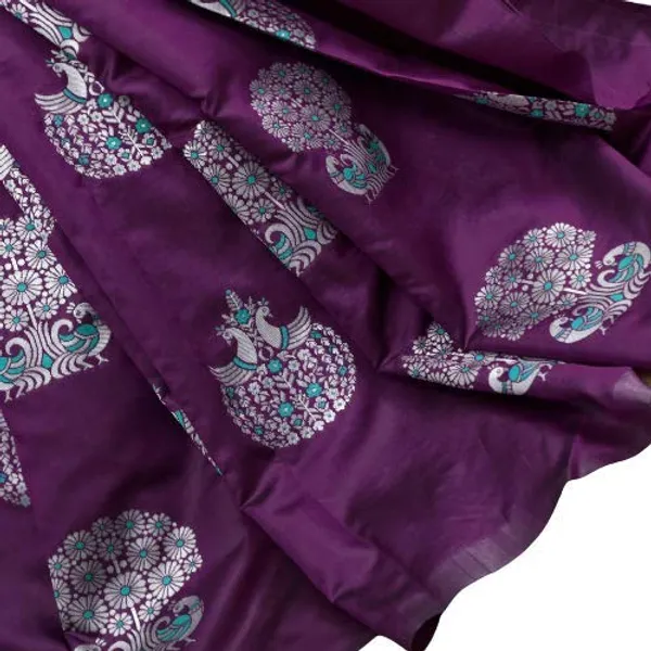 Pure_Soft_Litchi_Silk_WINE_Premium-Fancy_Saree_With_Blouse_For_Women