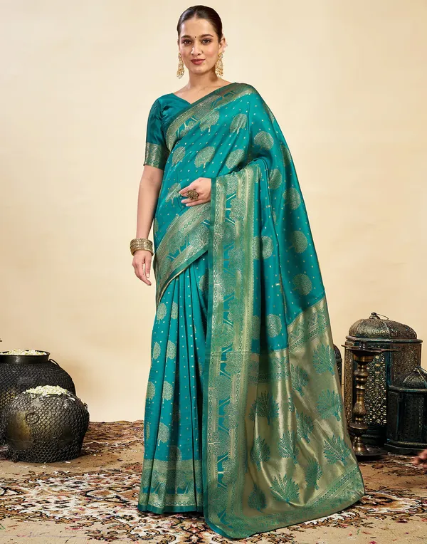 Banarasi_Soft_Silk_Rama_Premium-Fancy_Saree_With_Blouse_For_Women