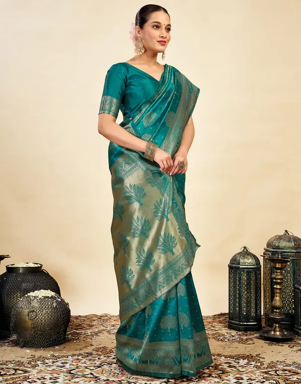Banarasi_Soft_Silk_Rama_Premium-Fancy_Saree_With_Blouse_For_Women
