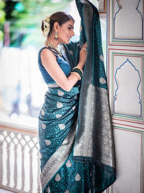 Banarasi_Soft_Silk_TEAL-BLUE_Premium-Fancy_Saree_With_Blouse_For_Women