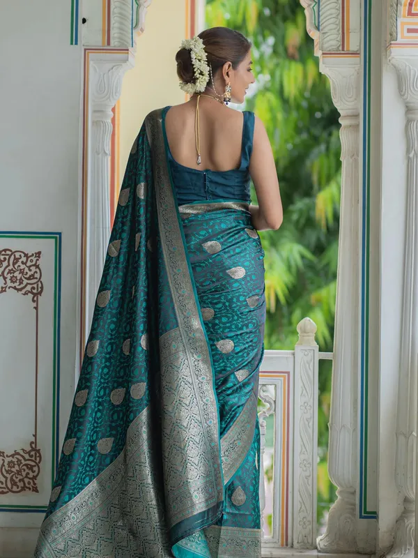 Banarasi_Soft_Silk_TEAL-BLUE_Premium-Fancy_Saree_With_Blouse_For_Women