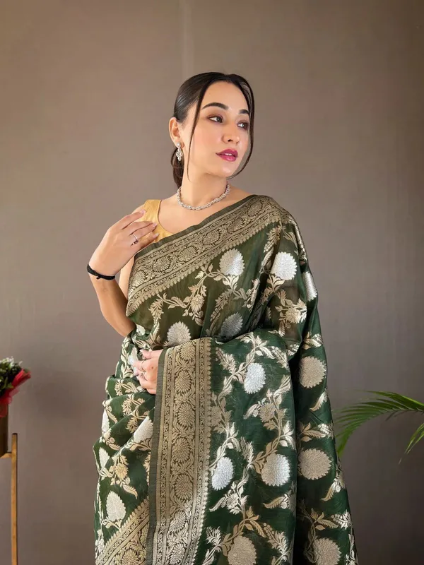 Banarasi_Soft_Silk_GREEN_Premium-Fancy_Saree_With_Blouse_For_Women