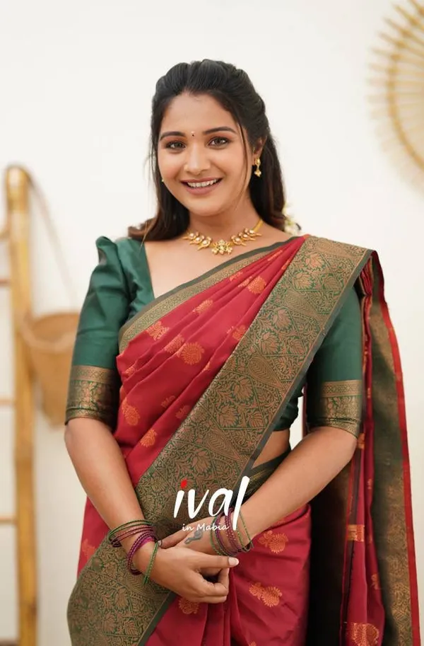 Banarasi_Soft_Silk_RED-BOTTLE-GREEN_Premium-Fancy_Saree_With_Blouse_For_Women