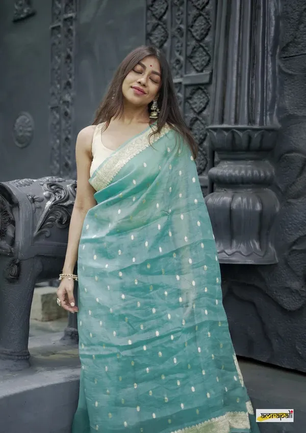 Pure_Soft_Cotton_RAMA_Premium-Fancy_Saree_With_Blouse_For_Women