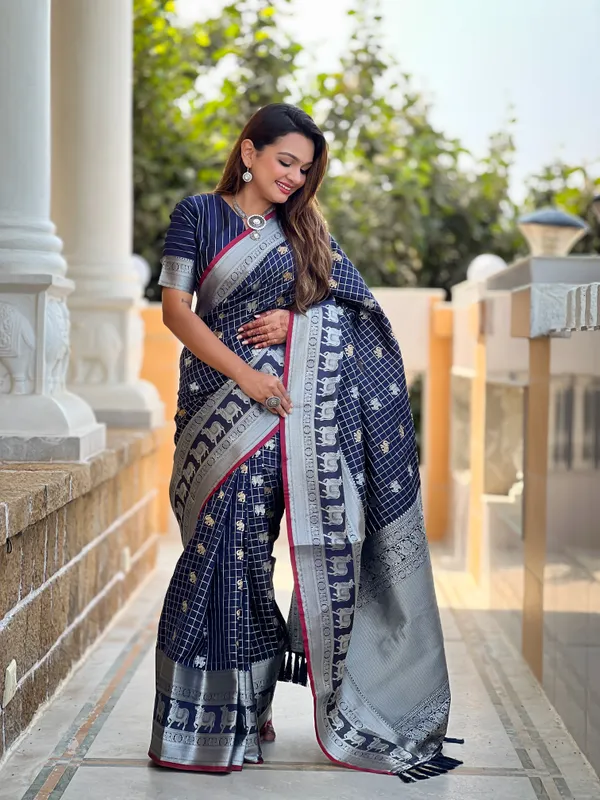 Banarasi_Soft_Silk_NAVY-BLUE_Premium-Fancy_Saree_With_Blouse_For_Women
