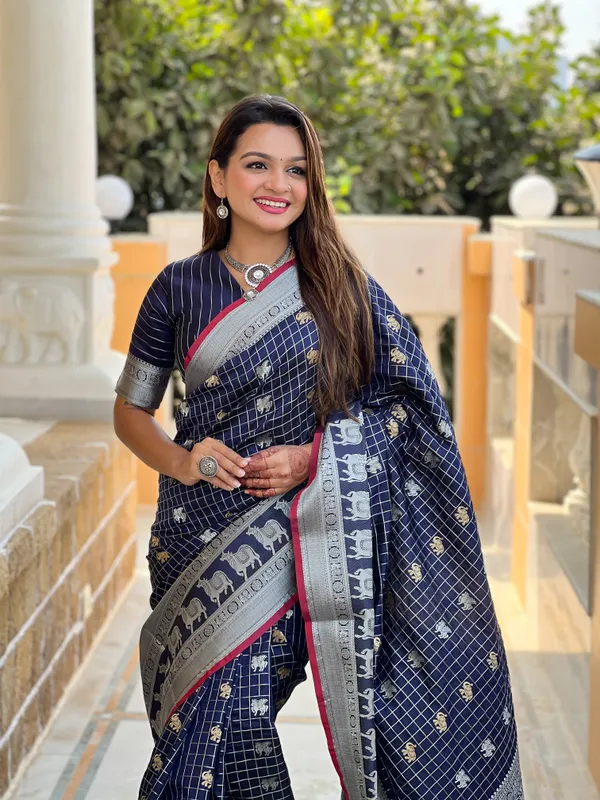 Banarasi_Soft_Silk_NAVY-BLUE_Premium-Fancy_Saree_With_Blouse_For_Women