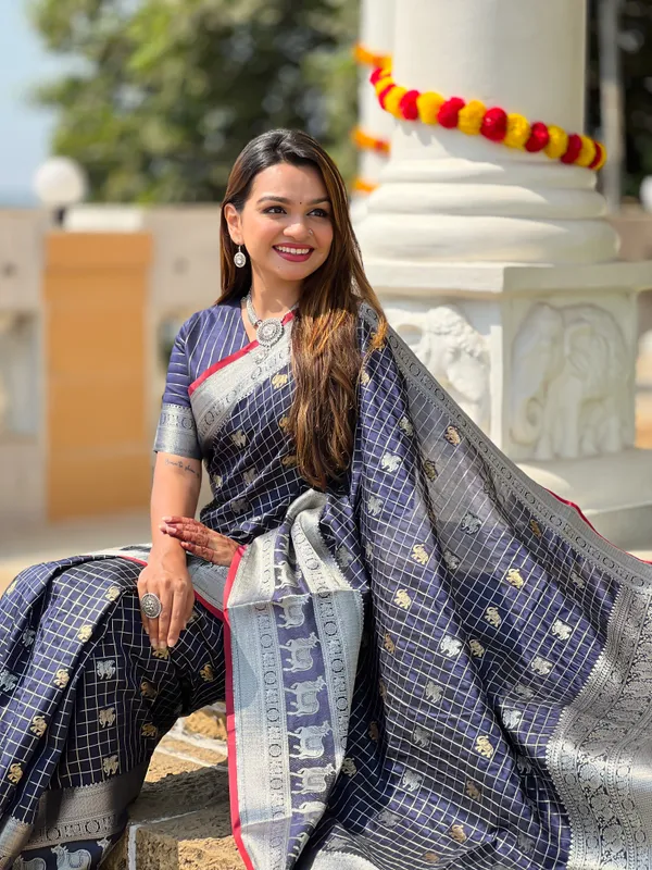 Banarasi_Soft_Silk_NAVY-BLUE_Premium-Fancy_Saree_With_Blouse_For_Women