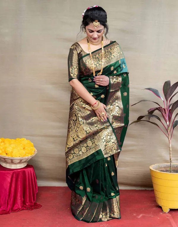 Banarasi_Soft_Silk_Green_Premium-Fancy_Saree_With_Blouse_For_Women