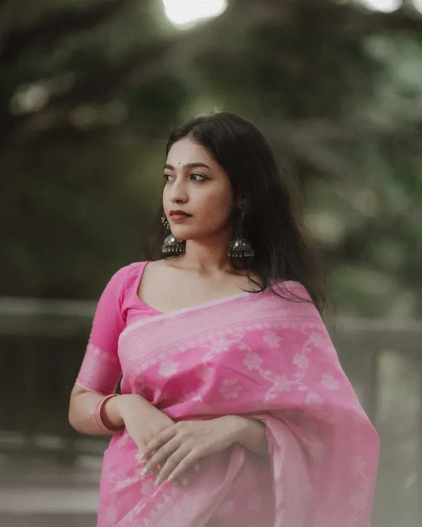 Pure_Soft_Cotton_PINK_Premium-Fancy_Saree_With_Blouse_For_Women