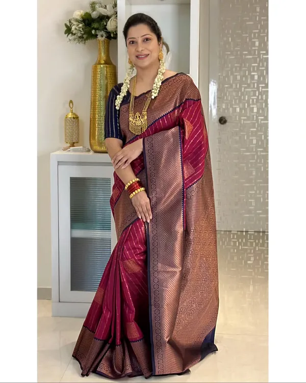 Banarasi_Soft_Silk_MAROON-BLACK_Premium-Fancy_Saree_With_Blouse_For_Women