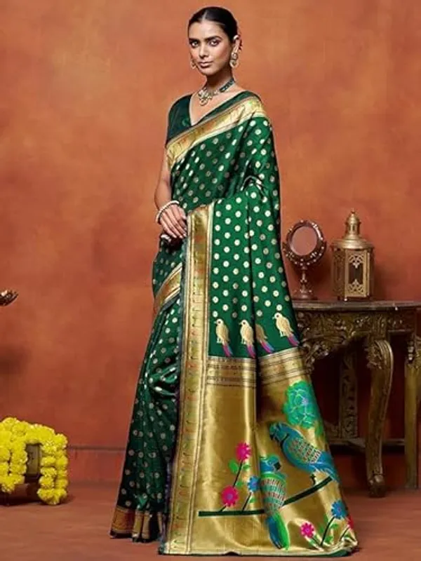 Banarasi_Soft_Silk_Green_Premium-Fancy_Saree_With_Blouse_For_Women