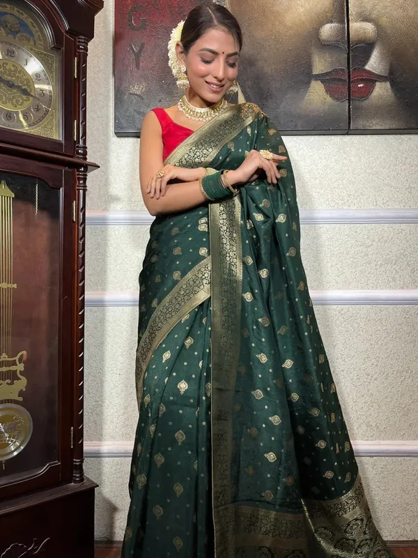 Banarasi_Soft_Silk_GREEN_Premium-Fancy_Saree_With_Blouse_For_Women
