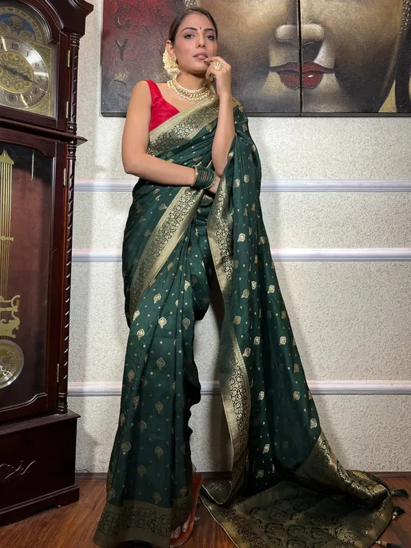 Banarasi_Soft_Silk_GREEN_Premium-Fancy_Saree_With_Blouse_For_Women