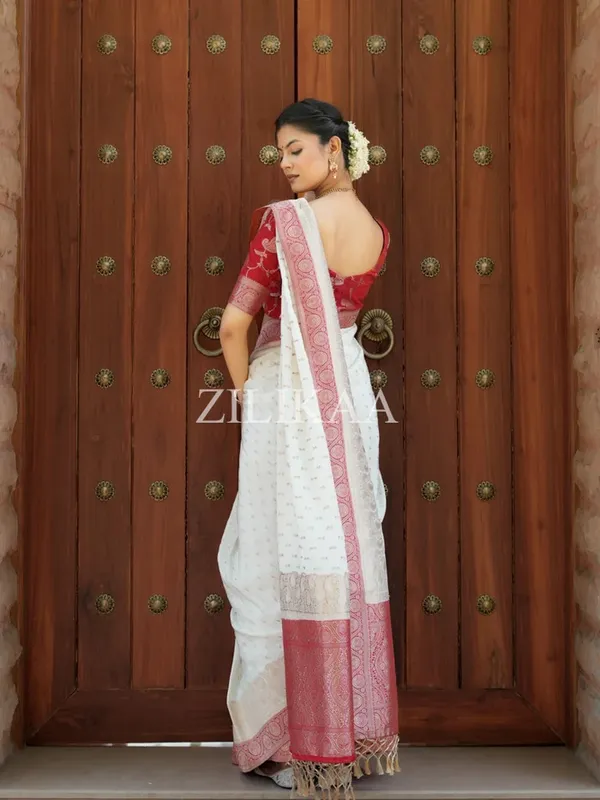 Banarasi_Soft_Silk_WHITE-RED_Premium-Fancy_Saree_With_Blouse_For_Women