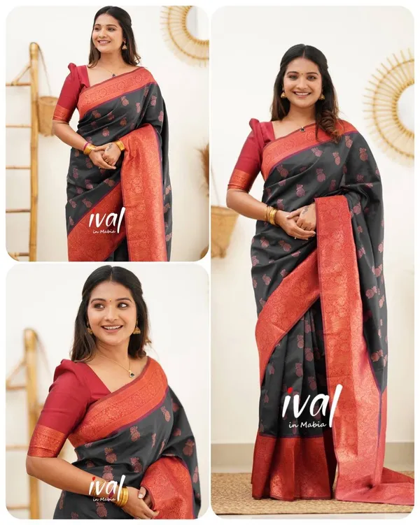 Banarasi_Soft_Silk_BLACK-RED_Premium-Fancy_Saree_With_Blouse_For_Women