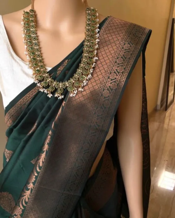 Banarasi_Soft_Silk_GREEN_Premium-Fancy_Saree_With_Blouse_For_Women