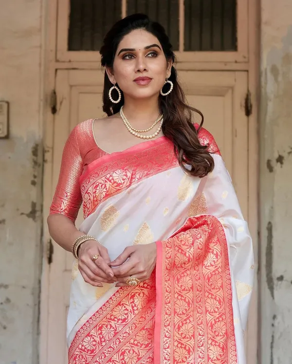 Banarasi_Soft_Silk_OFFWIGHT-RED_Premium-Fancy_Saree_With_Blouse_For_Women