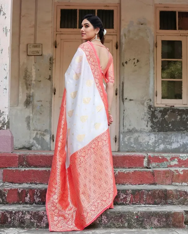 Banarasi_Soft_Silk_OFFWIGHT-RED_Premium-Fancy_Saree_With_Blouse_For_Women