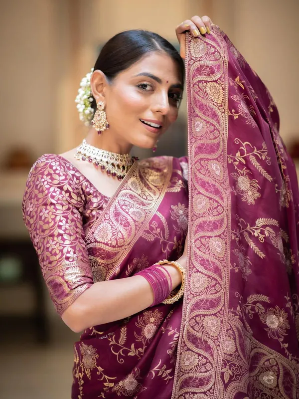 Banarasi_Soft_Silk_WINE_Premium-Fancy_Saree_With_Blouse_For_Women
