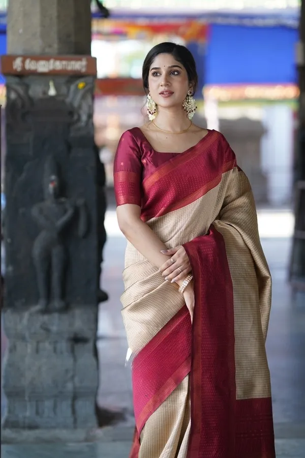Banarasi_Soft_Silk_CHIKU-MAROON_Premium-Fancy_Saree_With_Blouse_For_Women
