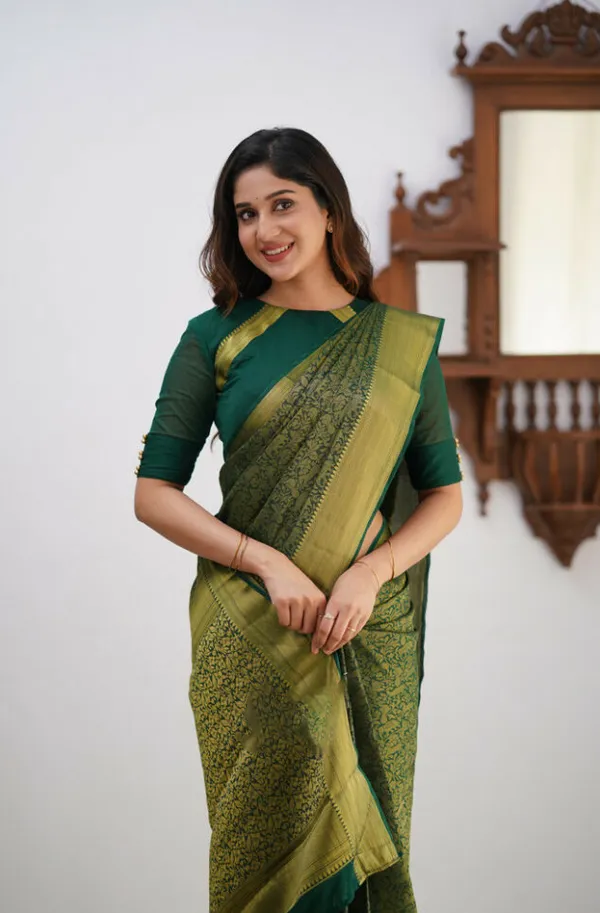 Banarasi_Soft_Silk_DARK-GREEN_Premium-Fancy_Saree_With_Blouse_For_Women