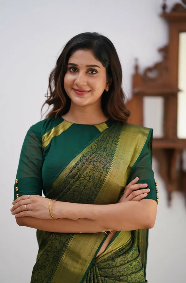 Banarasi_Soft_Silk_DARK-GREEN_Premium-Fancy_Saree_With_Blouse_For_Women