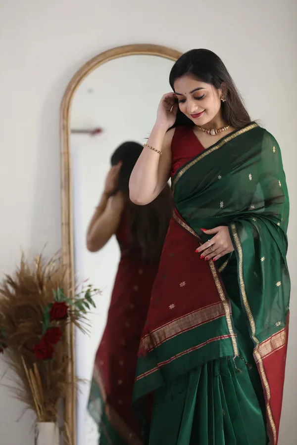 Banarasi_Soft_Silk_GREEN-MAROON_Premium-Fancy_Saree_With_Blouse_For_Women