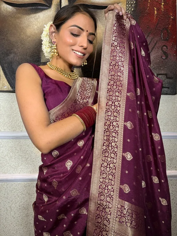 Banarasi_Soft_Silk_WINE_Premium-Fancy_Saree_With_Blouse_For_Women