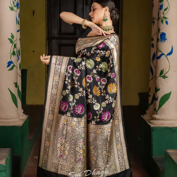 Banarasi_Soft_Silk_BLACK_Premium-Fancy_Saree_With_Blouse_For_Women