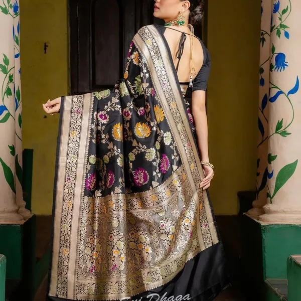 Banarasi_Soft_Silk_BLACK_Premium-Fancy_Saree_With_Blouse_For_Women