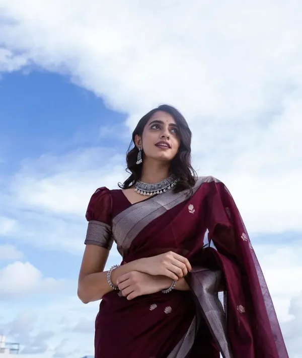 Pure_Soft_Cotton_WINE_Premium-Fancy_Saree_With_Blouse_For_Women