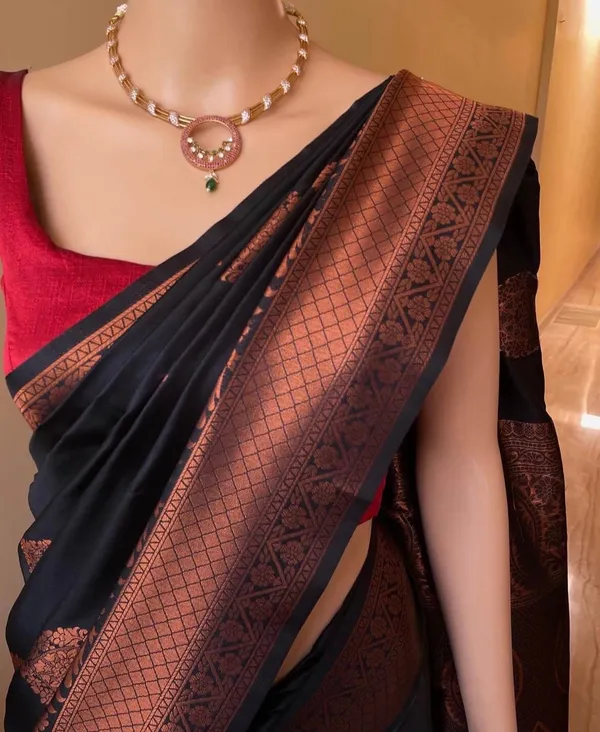 Banarasi_Soft_Silk_BLACK_Premium-Fancy_Saree_With_Blouse_For_Women