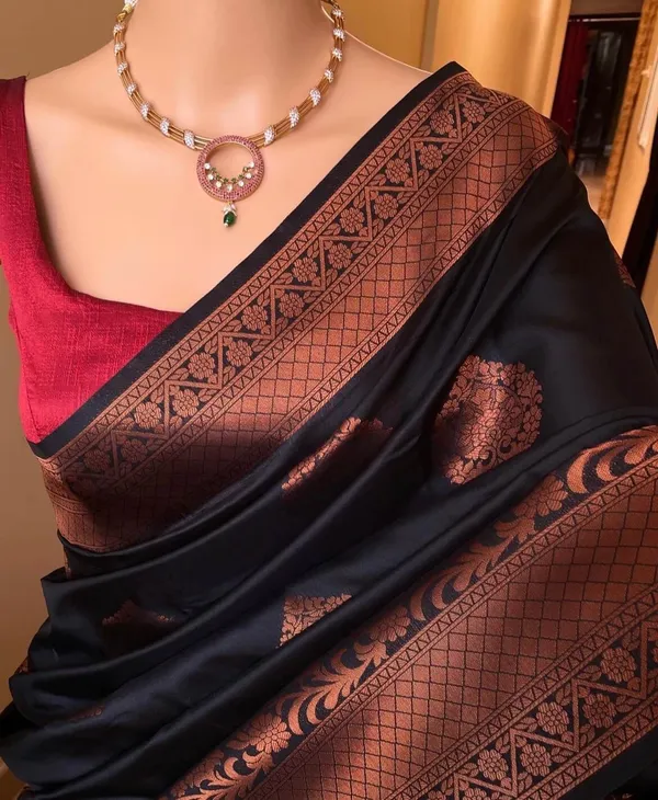 Banarasi_Soft_Silk_BLACK_Premium-Fancy_Saree_With_Blouse_For_Women
