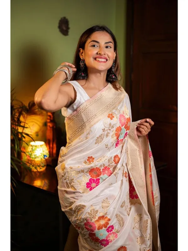 Banarasi_Soft_Silk_WHITE_Premium-Fancy_Saree_With_Blouse_For_Women