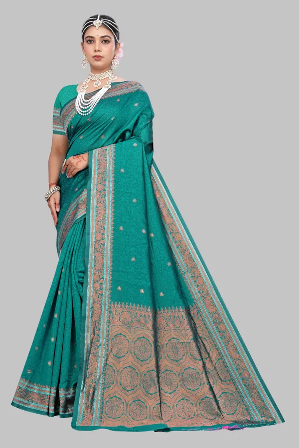 Banarasi_Soft_Silk_Rama_Premium-Fancy_Saree_With_Blouse_For_Women