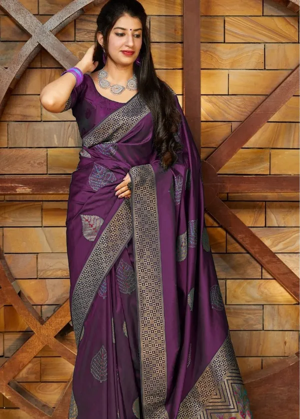Banarasi_Soft_Silk_WINE_Premium-Fancy_Saree_With_Blouse_For_Women