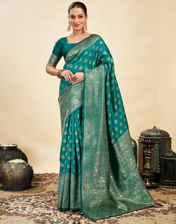 Banarasi_Soft_Silk_Rama_Premium-Fancy_Saree_With_Blouse_For_Women
